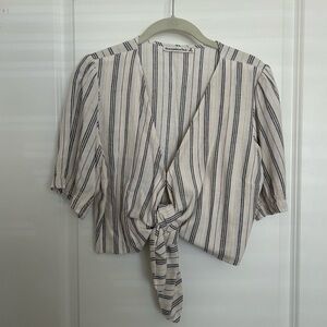 Abercrombie Striped Tie-Front Cropped Top